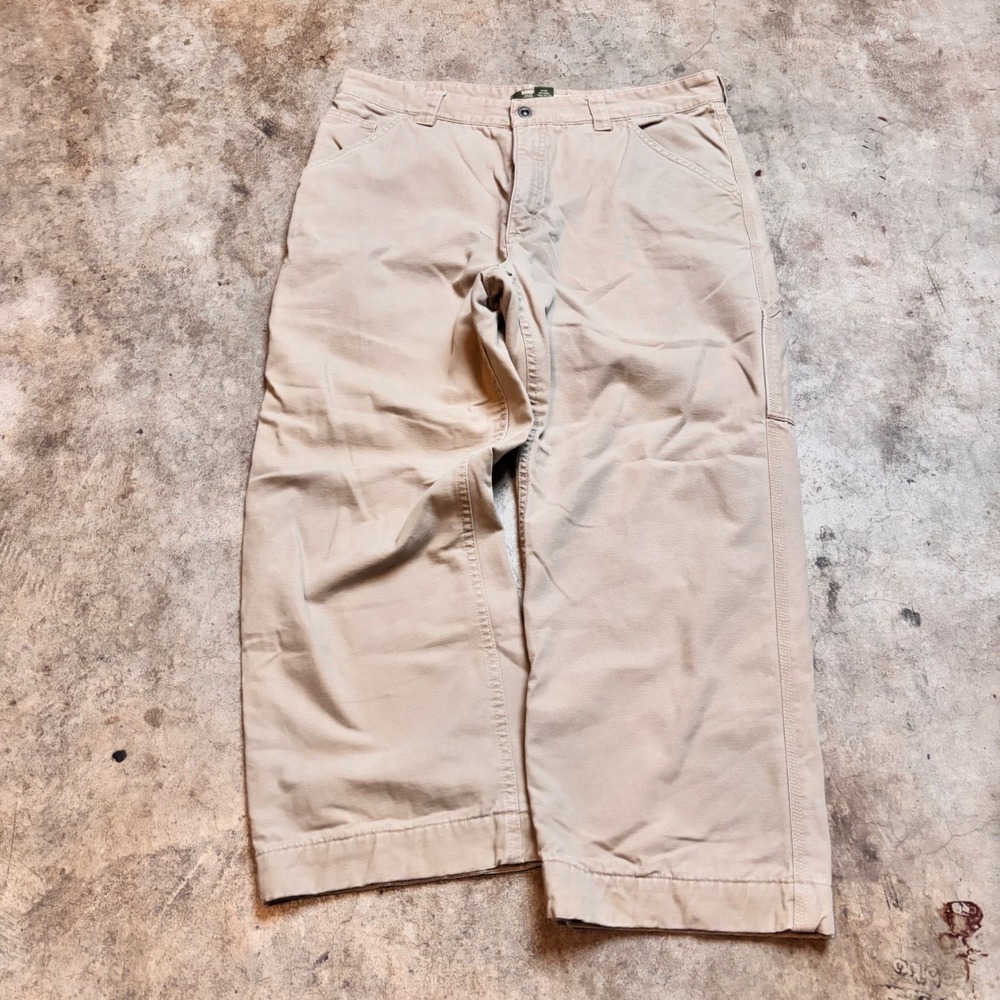Lands End Flannel Lined Chinos Khaki Pants 34x30 Plaid Winter